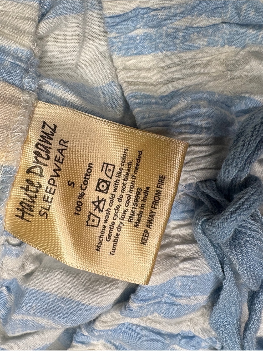 Haute Dreamz Blue White Stripe 100% Cotton Pajama Set Size Small - Picture 13 of 14